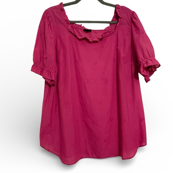 Talbots Tops - ✨Talbots Fuchsia Embroidered Ruffle Blouse | Bold & Feminine | Size XL